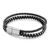 Men's Leather Rope Bracelet Stainless Steel Handmade Jewelry