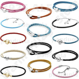 Leather Double Layer Shrinkage Silver Jewelry Bracelet DIY
