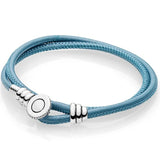 Leather Double Layer Shrinkage Silver Jewelry Bracelet DIY