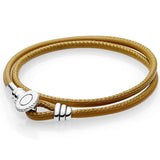 Leather Double Layer Shrinkage Silver Jewelry Bracelet DIY