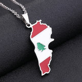 Lebanon Map Flag Necklace Stainless Steel Arab Men Women Gold/Steel Ethn