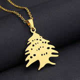 Lebanon Cedar Tree Flag Pendant Necklace Stainless Steel Gold/Steel