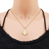 Lebanon Cedar Tree Flag Pendant Necklace Stainless Steel Gold/Steel