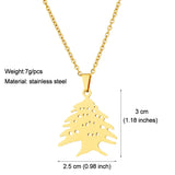 Lebanon Cedar Tree Flag Pendant Necklace Stainless Steel Gold/Steel