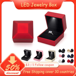 LED Jewelry Box Bracelet Ring Storage Box Organizer with Lamp