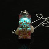 Crystal Pendant Pearl Necklace Glow Pink Quartz Orgonite Necklace
