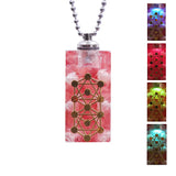 Crystal Pendant Pearl Necklace Glow Pink Quartz Orgonite Necklace