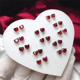 Heart Garnet Stud Earrings 5MM 925 Sterling Silver