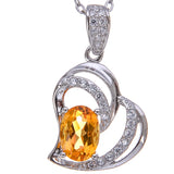 Natural Citrine Pendant Necklace 925 Silver