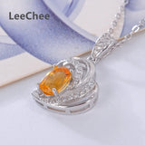 Natural Citrine Pendant Necklace 925 Silver