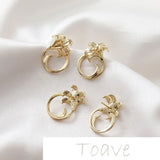 Gold-Covered Retro Flowers Silver Needle DIY Earrings