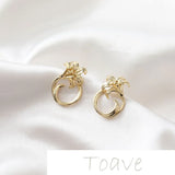 Gold-Covered Retro Flowers Silver Needle DIY Earrings
