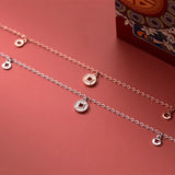 925 Silver Ankle Bracelet with Coin Charm for Women