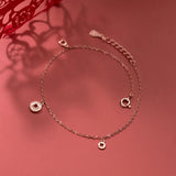 925 Silver Ankle Bracelet with Coin Charm for Women