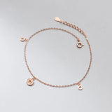 925 Silver Ankle Bracelet with Coin Charm for Women