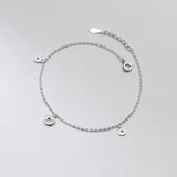 925 Silver Ankle Bracelet with Coin Charm for Women