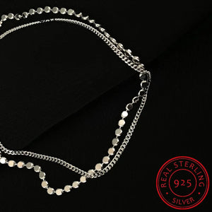 925 Silver Double Layer Round Anklet Bracelet Sexy Chain Jewelry Gift