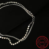 925 Silver Double Layer Round Anklet Bracelet Sexy Chain Jewelry Gift