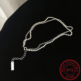 925 Sterling Silver Double Layer Round Anklet Bracelet