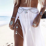 Multilayer Coin Elastic Leg Chain Anklet Tassel