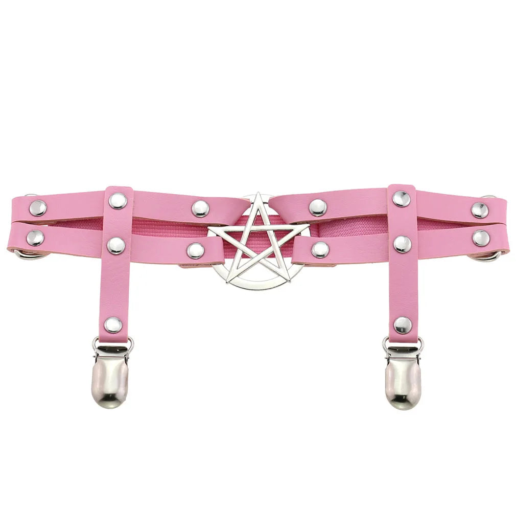 Pentagram Leg Strap Garter Belt Goth Thigh Harness