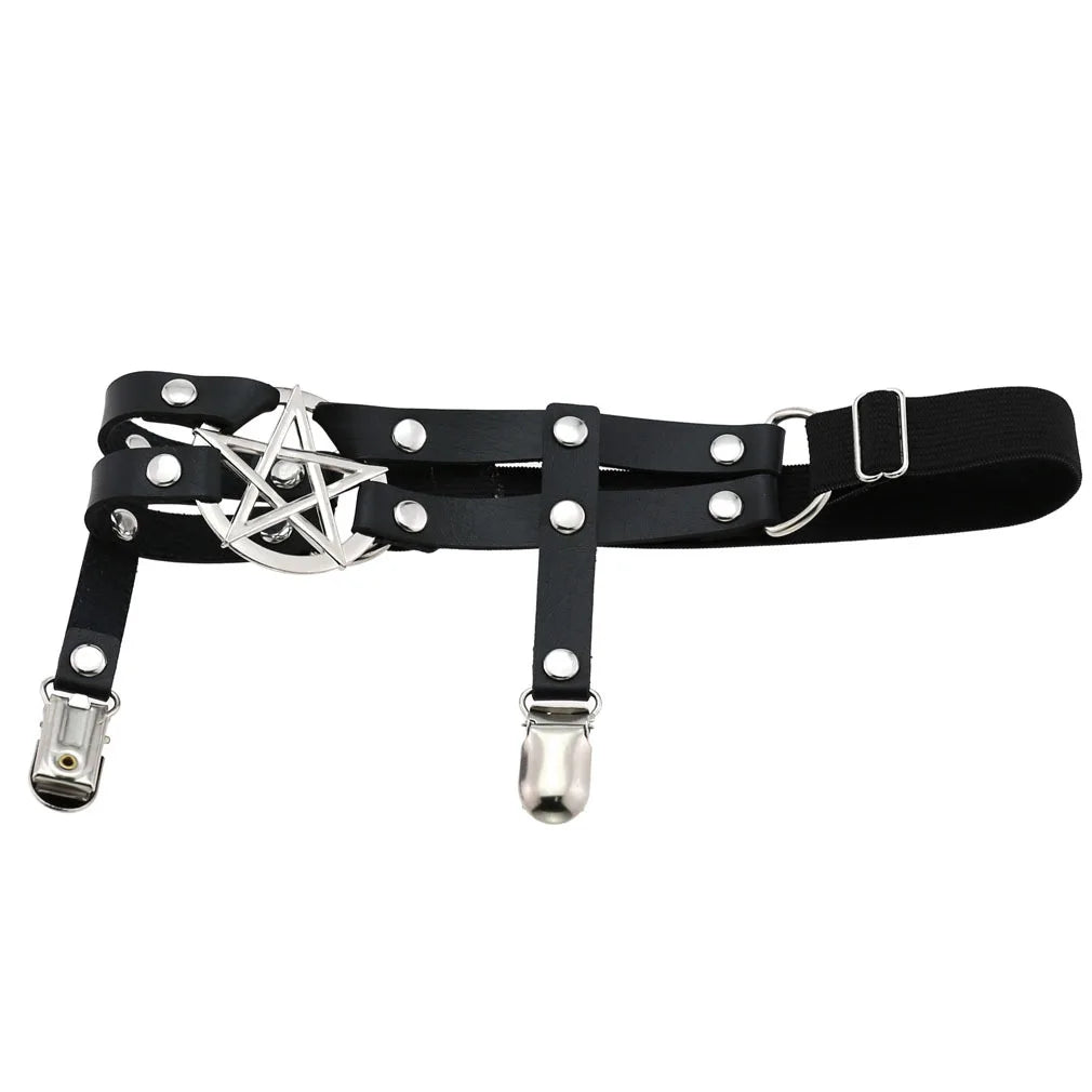 Pentagram Leg Strap Garter Belt Goth Thigh Harness