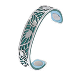 14MM Leaf Bangles Stainless Steel Luxury Reversible Leather Band Bracelets