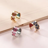 Open Finger Rings Stainless Steel Reversible Leather Jewelry for Women