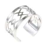 Open Finger Rings Stainless Steel Reversible Leather Jewelry for Women