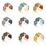 Open Finger Rings Stainless Steel Reversible Leather Jewelry for Women