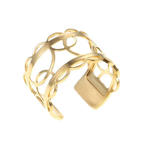 Adjustable Hoop Pattern Leather Stainless Steel Engagement Ring