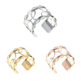 Adjustable Hoop Pattern Leather Stainless Steel Engagement Ring