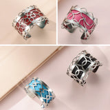 Adjustable Hoop Pattern Leather Stainless Steel Engagement Ring