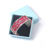 Bracelets Argent Flower Bangles Reversible Leather Band Jewelry