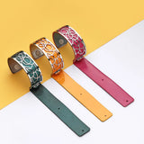 Bracelets Argent Flower Bangles Reversible Leather Band Jewelry