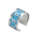 Geometric Stainless Steel Rings for Women, Reversible Leather, Resizable
