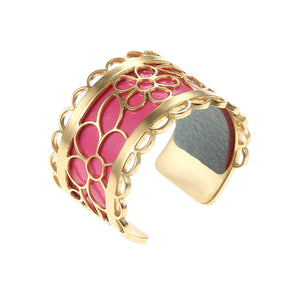 Sunflower Stainless Steel Reversible Leather Ring