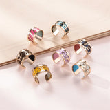 Sunflower Stainless Steel Reversible Leather Ring