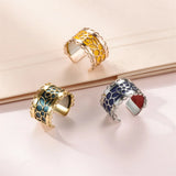 Sunflower Stainless Steel Reversible Leather Ring