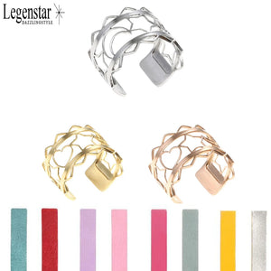 Reversible Leather Star Moon Ring Stainless Steel Resizable Rings