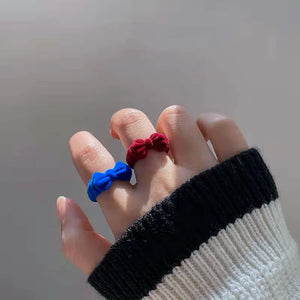 Velvet Bow Open Ring French Vintage Jewelry Christmas Gift