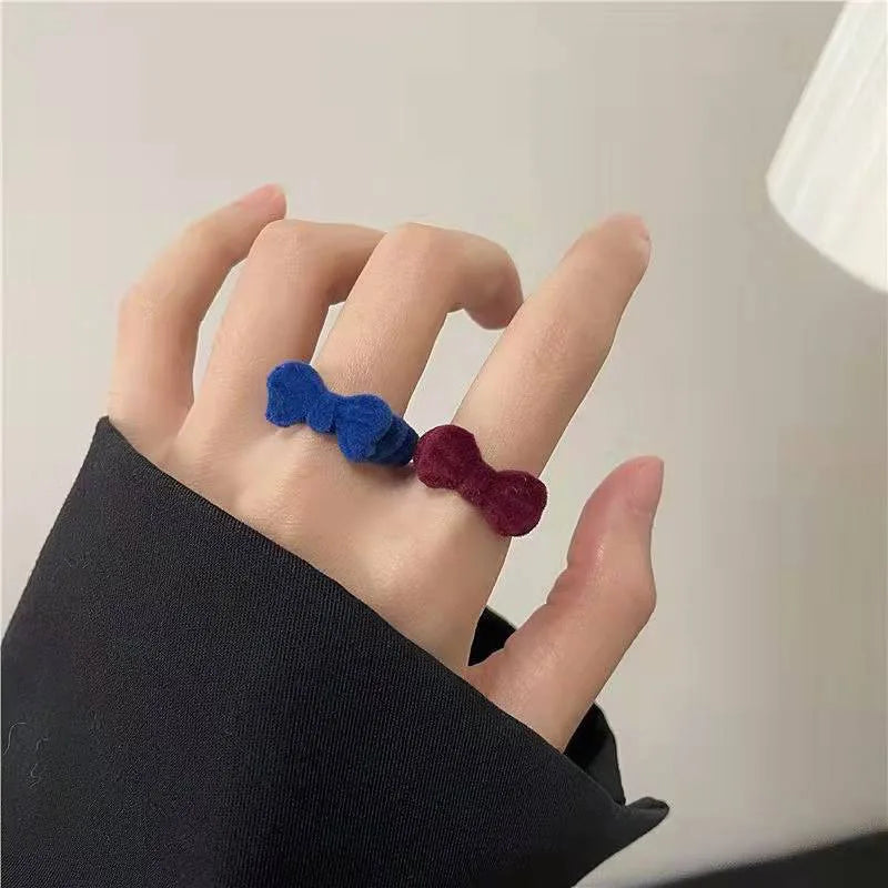 Velvet Bow Open Ring French Vintage Jewelry Christmas Gift