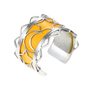 Legenstar2023 Silver Stainless Steel Ring Moon Heart Bague for Women Men