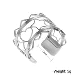 Legenstar2023 Silver Stainless Steel Ring Moon Heart Bague for Women Men