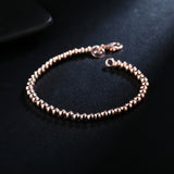 925 Sterling Silver 4mm Beads Chain Bracelet 20cm for Women