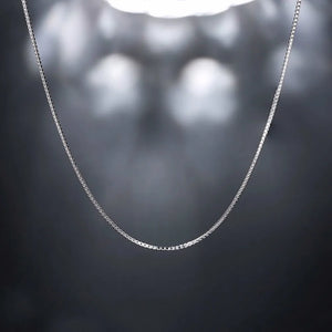 925 Stamp Silver 1mm Slim Box Chain Necklace 40/45cm Jewelry Kolye Collares