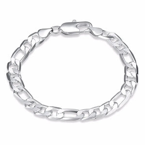 Lekani 8mm Men Chain Bracelet 925 Silver Cuff Bangles