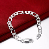 Lekani 8mm Men Chain Bracelet 925 Silver Cuff Bangles