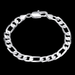 Lekani 8mm Men Chain Bracelet 925 Silver Cuff Bangles