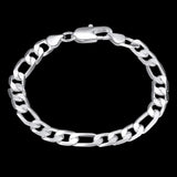 Lekani 8mm Men Chain Bracelet 925 Silver Cuff Bangles